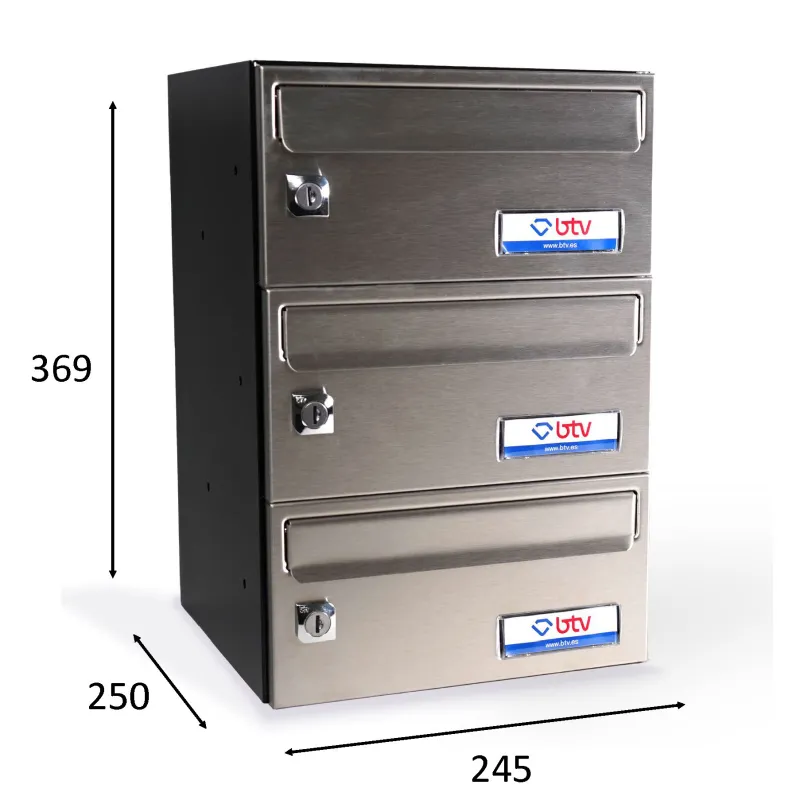 BUZON BARAJAS TRIPLE (3 BUZONES) 245x250 ACERO INOXIDABLE SATINADO