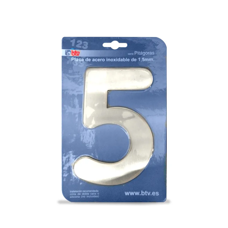 PLACA '5'  INOX ALTO 15,5 CM