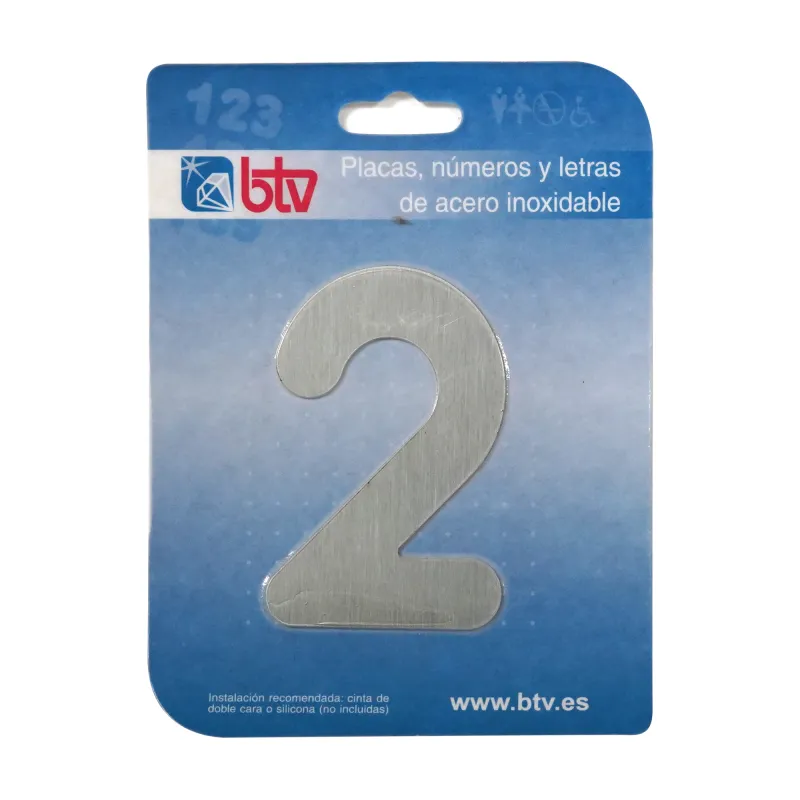 PLACA '2' INOX ALTO 15,5 CM