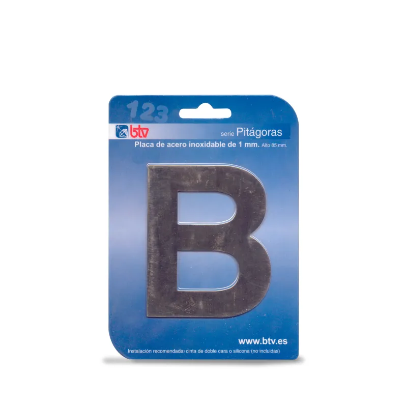 PLACA LETRA INOX ALTO 8,5 CM